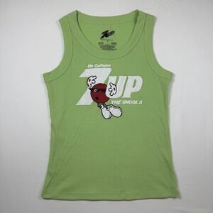 Vintage 7UP Tank Top Y2K‎ Sleeveless Ribbed Graphic Tee Green The Uncola S